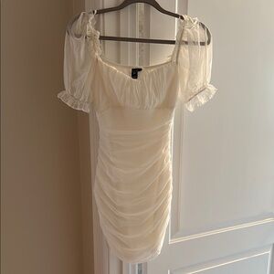 windor Elegant White Ruched Dress new tags small